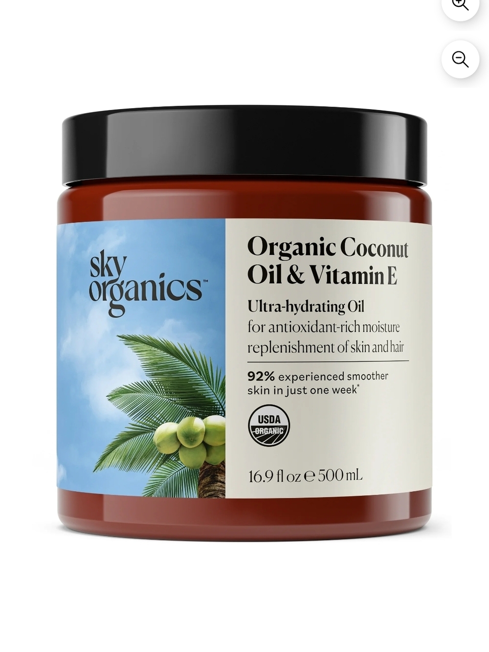 Sky Organics Organic Coconut Oil & Vitamin E - 500ml/16.9fl Oz.